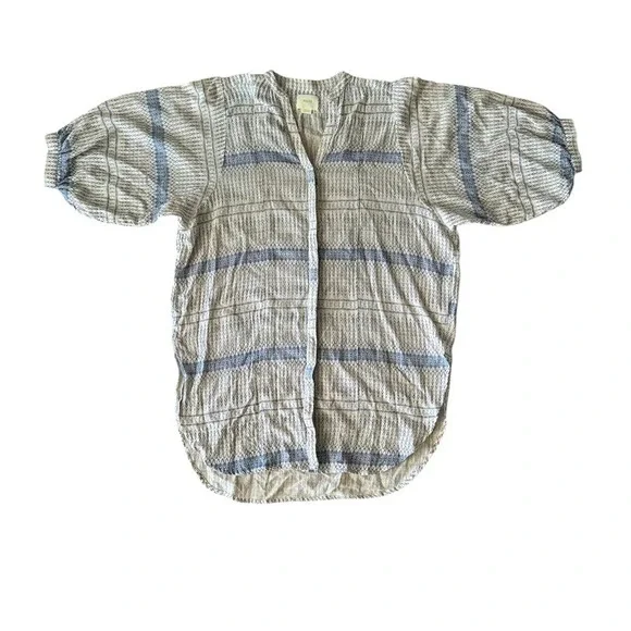 Maeve Lena Tunic Top Small Blue White Cotton Gauzy Loose Flowy - Picture 2 of 8